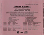 Loreena McKennit - Live In San Francisco At The Palace Of Fine Arts (CD, Album, Promo )